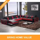 Big size elegant design sectional red and black color leather living room sofa