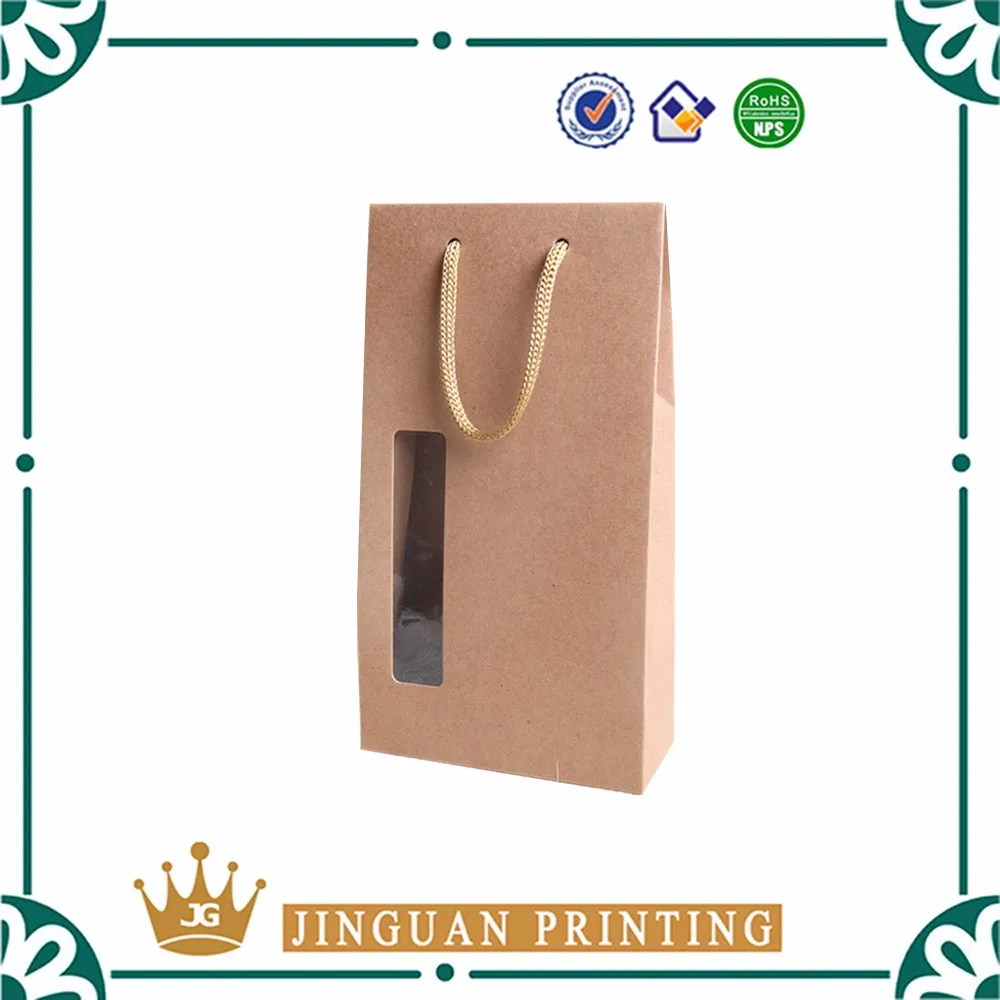 brown kraft packaging hot sale custom printing paper wine bag