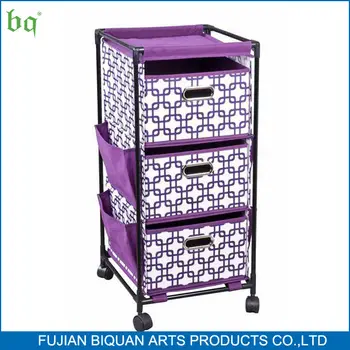 Bq Removable Three Drawers Non Woven Storage Rolling Cart