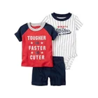 3 Pieces Set 100% Cotton Infant T Shirt Romper Pants Baby Linen Clothes