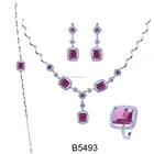 most popular pink crystal bridal necklace jewelry set