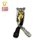 Furry faxu fur animal hooded scarf funny plush animal hat scarf and paws mittens