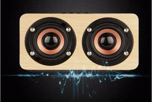 Dual-horn Wooden Wireless Portable Speaker With Bass Music Sound Intelligent Calls Handsfree TF Card Aux Mode - ANKUX.COM