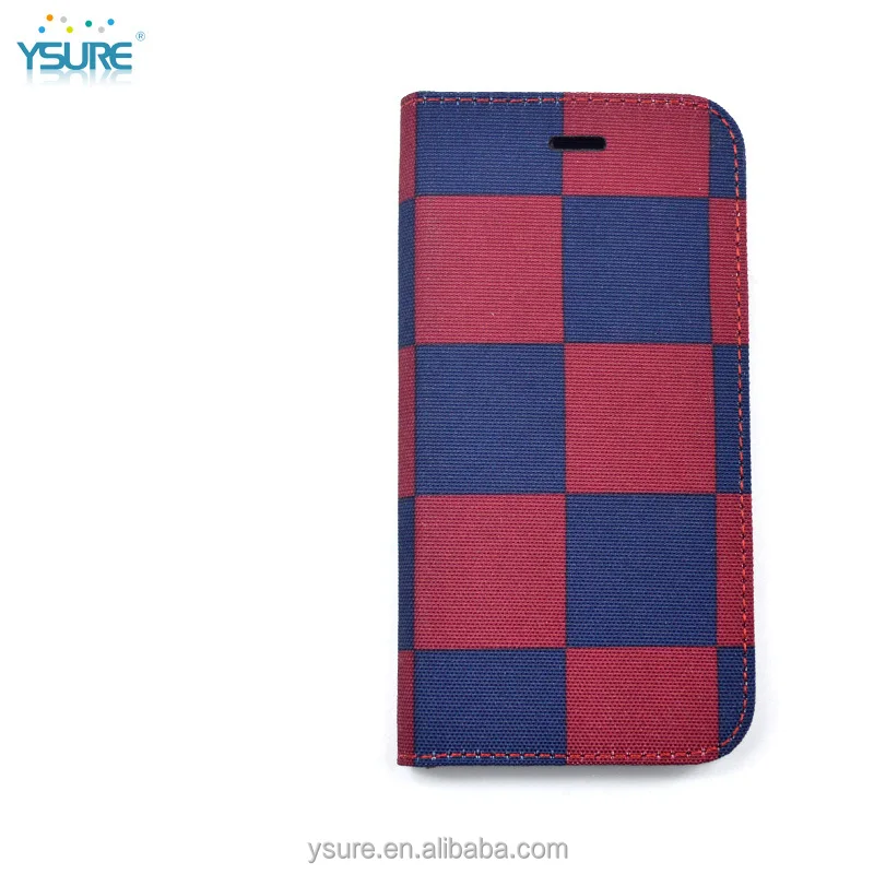 RedBlue Chess Pattern Fabric Book Style Leather Phone Case For Nokia Lumia 1030 with PVC ID and credit card slots