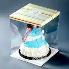 Custom Luxury fashion foldable large plastic Pet Square high quality package box for birthday wedding tall cake tall