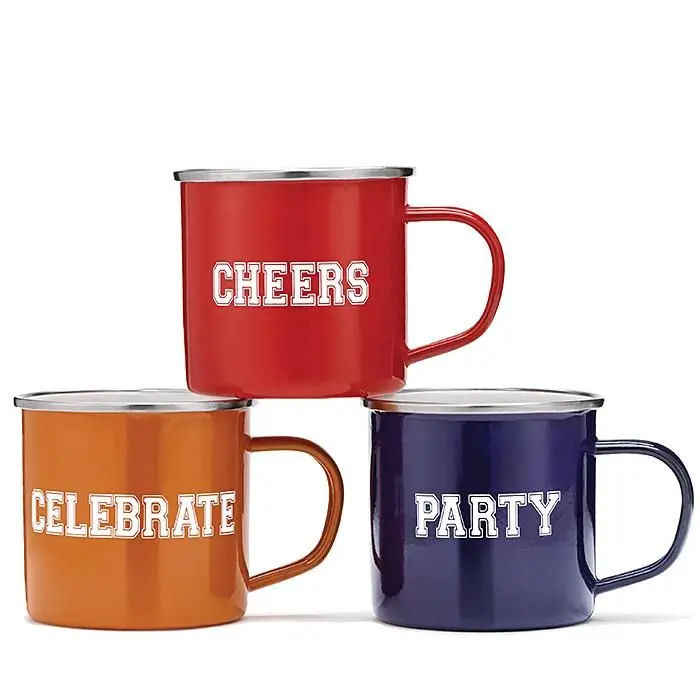 custom printing white enamel mug