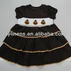 100% cotton Thanks giving day corduroy smocking girls dress