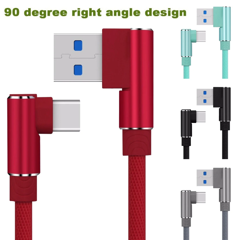 1m/3FT Phone Cable Right Angle USB-C Type C Data & Sync Faster Charger Cable For Samsung Galaxy S8 Universal Smartphone Cables - ANKUX.COM
