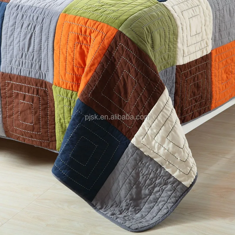 handmade patchwork quilt set 3pcs washable bedspread cotton air