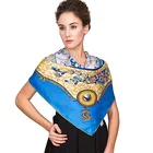 Pure Color Blue Georgette Real Silk Long Scarves Bandana