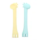 Fork And Spoon Silicone Baby Feeding Spoon BPA Free Baby Silicone Spoon