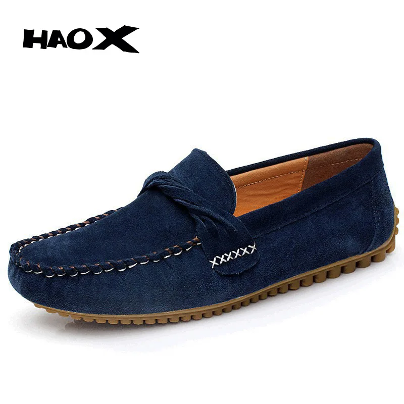 HAOX High Quality Men's Genuine Leather Loafers Shoes Fashion Dress Driving Work Shoes Famous Designer Men Flats Shoes XGX-3616