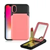 Luxury Lady Makeup Mirror Phone Case for iPhone X 6 6S 7 8/Plus Multifunction Wallet Stand Holder Cover + Card Slots