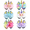 Glitter Unicorn Hair Bows With Horn jojo Bows for Girls Sequin Flower Hair Clip School Kids Party Hairgrips Hair Accessories