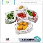 Biodegradable 5 pcs set reusable rpet net shopping bag, mesh produce bag
