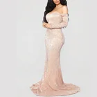 Women Sequin Bridesmaid Dress Sleeveless Maxi Evening Prom Dresses Women
