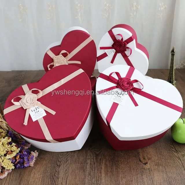 red sweet cardboard gift box heart shape chocolate packaging box