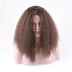 Dorpshipping Vendor High Density Natural Hair Line 14inch Short Afro Kinky Curl Heat Resistant Synthetic Wigs Lace Front