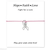 Alibaba Wholesale New Design Breast Cancer Hope Ribbon Awareness Silver Charm Make a Wish Card Bracelets