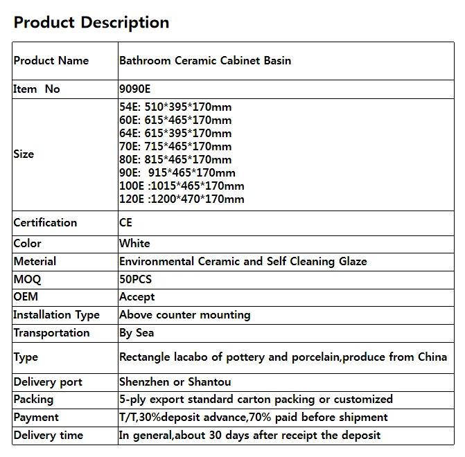 Ceramic Table Top Cheap Cabinet Ceramic Vanity Bathroom Sinks For Sale
