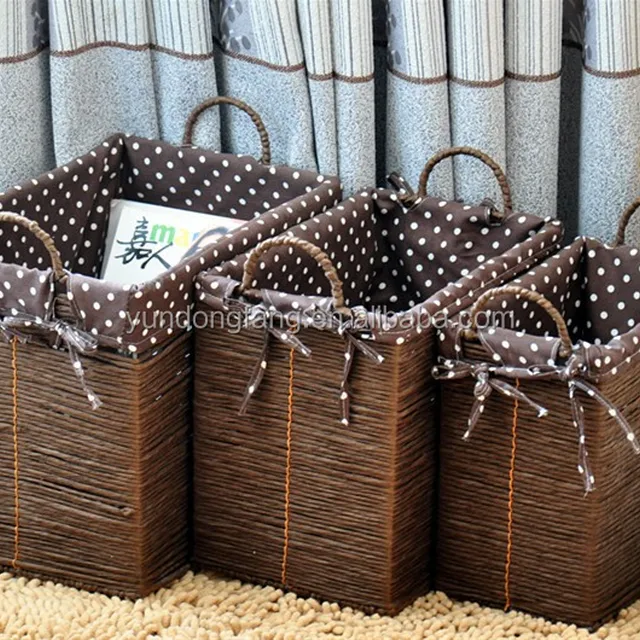 handmade beach gift cheap paper basket with pure cotton cloth