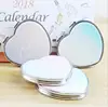 heart shape custom compact hand mirror metal foldable cosmetic make up mirror