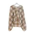 Fashion warm soft-touching checker airplane blanket flannel thick buffalo plaid cappa shawl