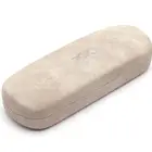 Medium beige metal hard glasses case/ elegant fashion leather eyeglasses case/ spectacles case with custom logo
