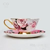 colorful ceramic tea cups and saucer red rose bone china 200ml coffee cup set