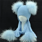 New Fashion Warm Knitted Baby Kids Beanie Scarves Wholesale Winter Hat and Scarf Sets with Fur Pom Kid Scarf Hat