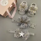 Hot Selling Newborn Gifts Box Lace Flower Headband Set Anti Slip Cotton Baby Socks