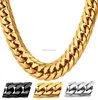HipHop Heavy Gold Chain For Men Jewelry 18K Gold Plated 13MM Thick Stainless Steel Long chain Necklace