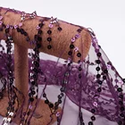 Shaoxing Textile Fringe Net Lace Embroidery Purple Sequin Fabric