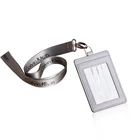 China wholesale custom logo Luxury PU Leather ID card Holder with lanyard