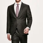 Italy MTM OEM wool blended charcoal birdeye business formal man jacket blazer pants half full canvas suit