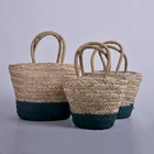 wholesale woven summer woman beach hand seagrass straw tote bag grass basket with handle