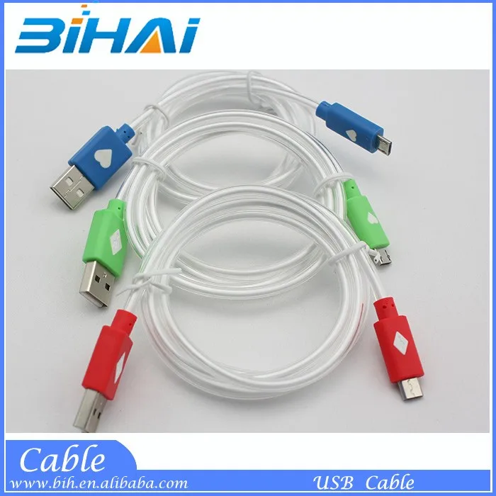 Luminous cable V8 round micro usb cable with led light for iphone 6 Samsung Android - ANKUX.COM
