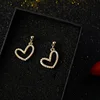 Wholesale 925 sterling silver needle stud earring zircon diamond plated gold jewelry heart shape earring