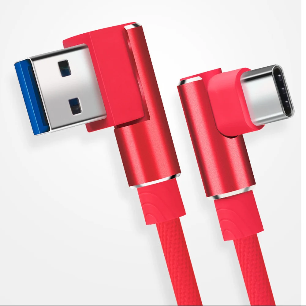1m/3FT Phone Cable Right Angle USB-C Type C Data & Sync Faster Charger Cable For Samsung Galaxy S8 Universal Smartphone Cables - ANKUX.COM