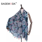 2019 Autumn Winter Fashion Retro Floral Viscose Shawl Scarf Ladies Print Voile Wrap Muslim Hijab Caps