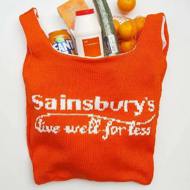 hand knitted crochet eco friendly reusable shopping bag