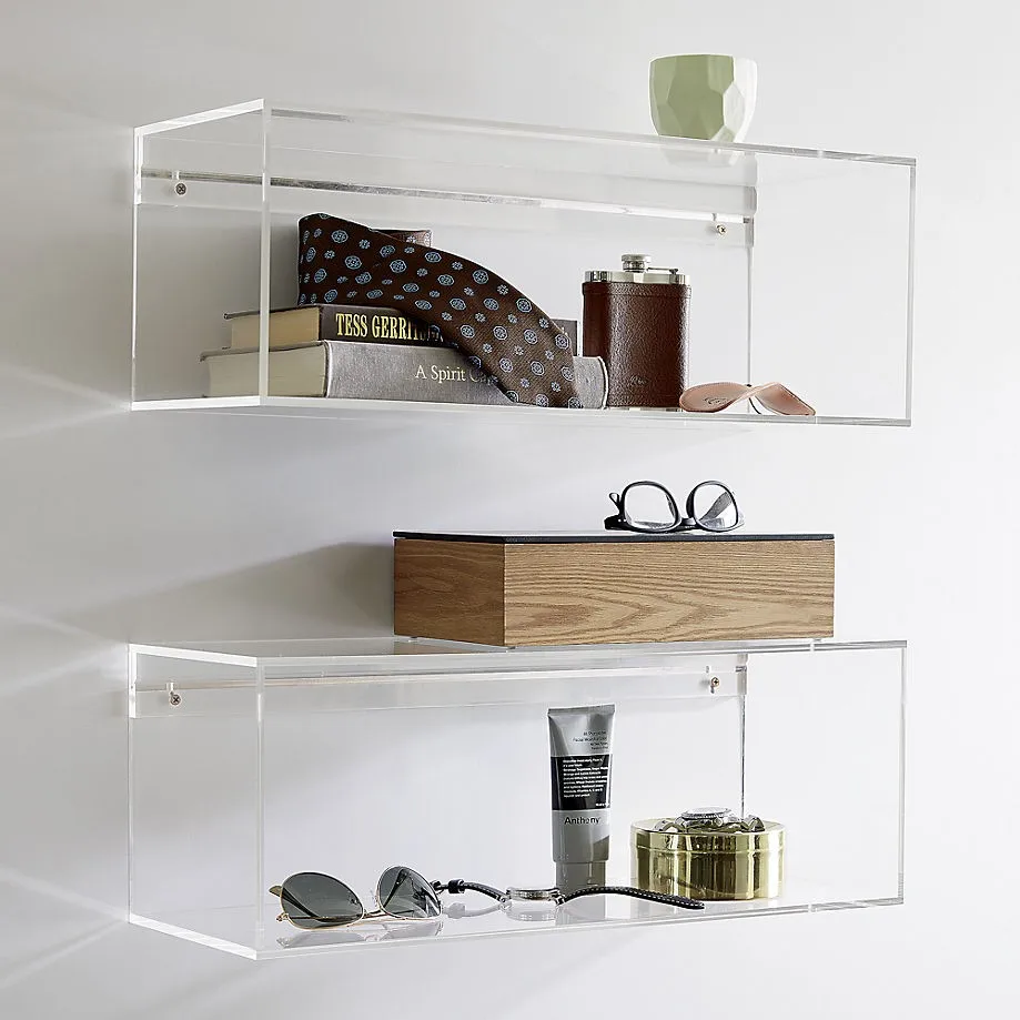 Clear Acrylic Wall Mounted Shelf,Square Lucite Floating