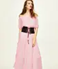 Lasted Design lady fashion casual off shoulder chiffon pink long maxi dress for women