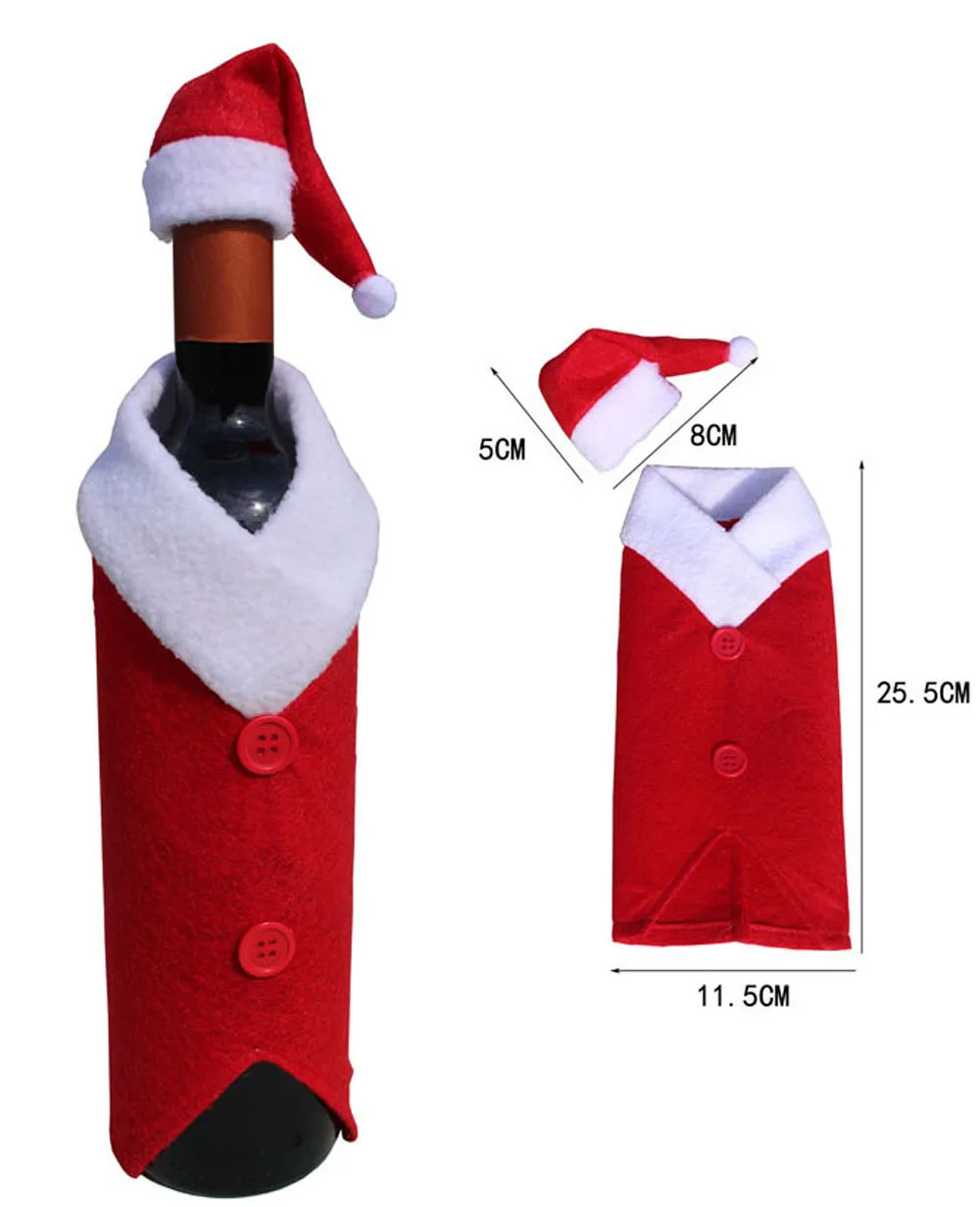 2PCS/set Santa wine bags Red Wine Bottle Cover Bags Christmas Dinner Table Decoration Home Party Decors