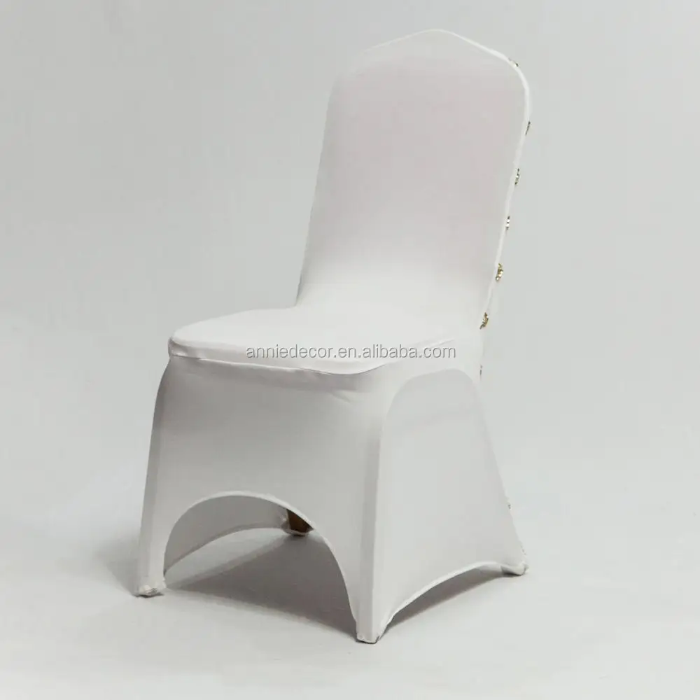 Wholesale white wedding spandex chair cover with gold sequin fabric decor back
