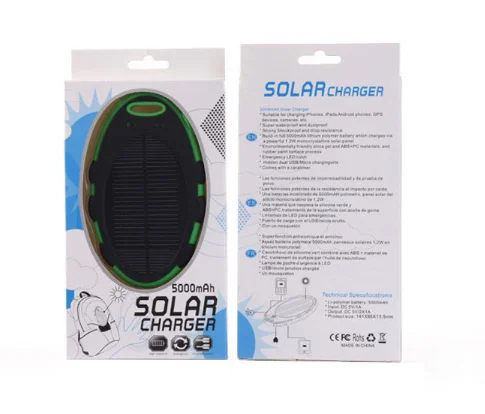 Waterproof mini portable charger slim solar power bank , mobile phone 5000mah battery charging powerbank - ANKUX.COM