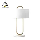2019 modern black color marble standing base round shade designer table lamp