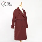 Cotton Women MH-537 Trench Coat Wine Women Oversize Fashion Double Breasted Windproof Ladies