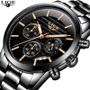 LIGE Brand 2018 new men's watches quartz watch men real three dial luminous waterproof 30M outdoor sports steel watch