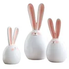 Standing white bunny ceramic easter rabbit with egg design for home decoration and gift